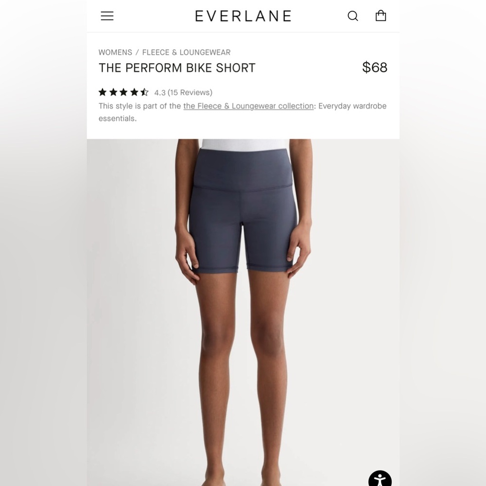 Everlane The‎ Perform Bike Short Grey Small Pristine Condition